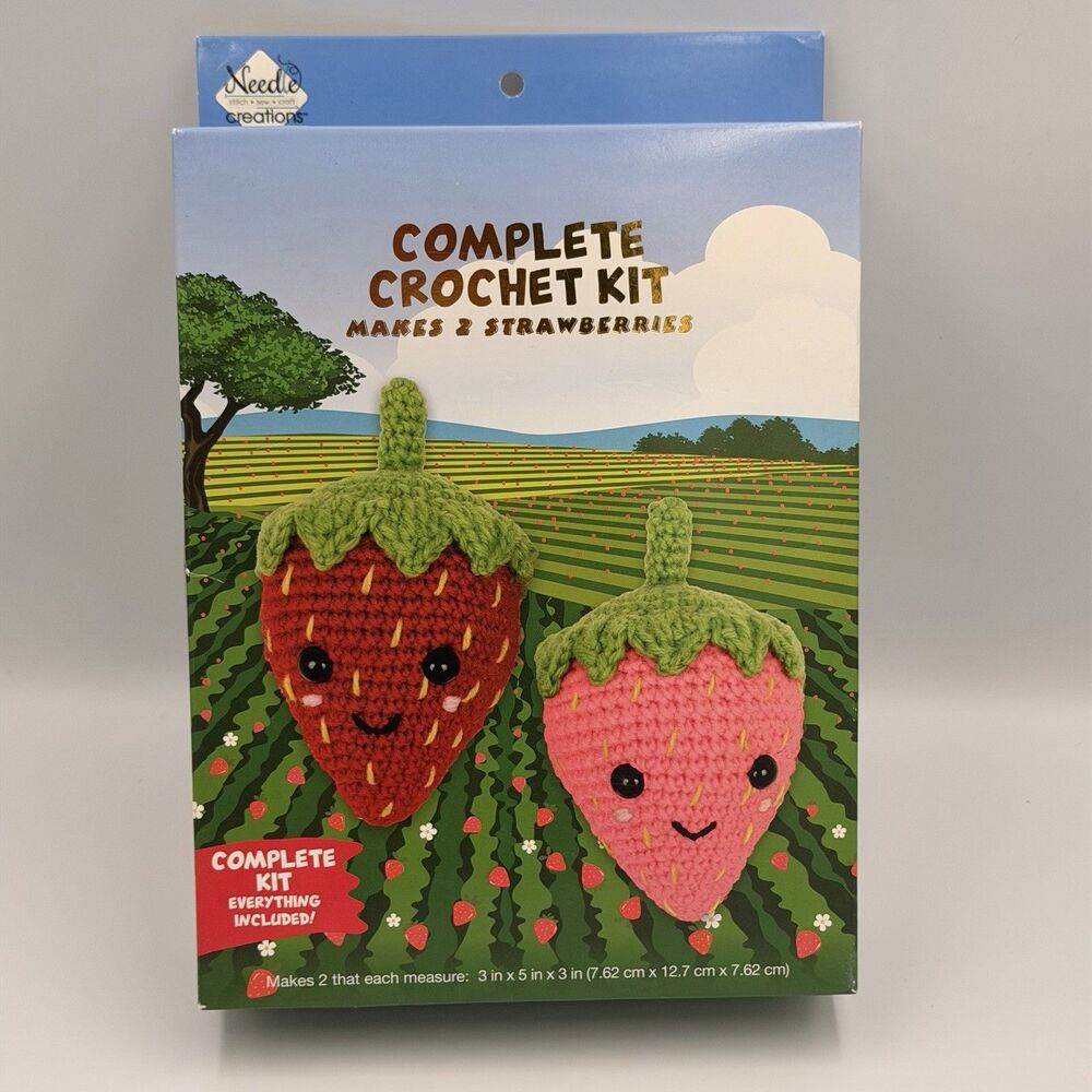 Needle Creations Strawberry Crochet Kit Makes 2 Complete DIY Craft Kit SEALED